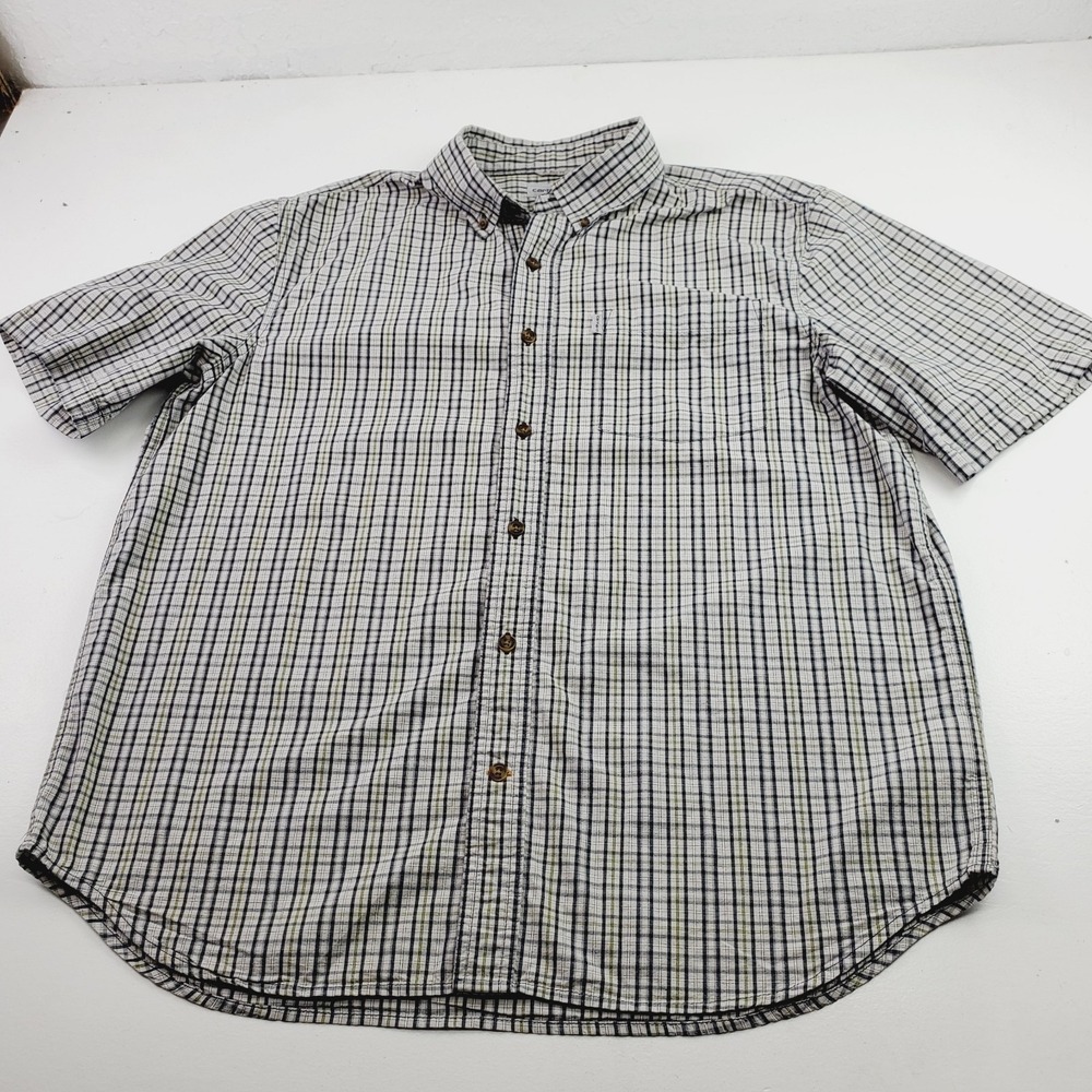 Carhartt Men Plaid Button Shirt XL Mens Relaxed Fit Chore Work Casual Collared